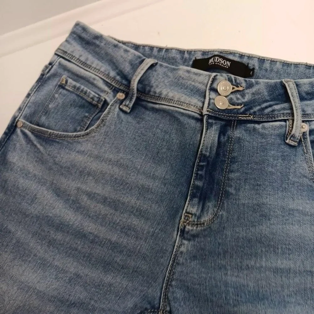 Hudson Jeans Womens 6 Blue Denim Straight Leg High Rise Double Button‎ Classic